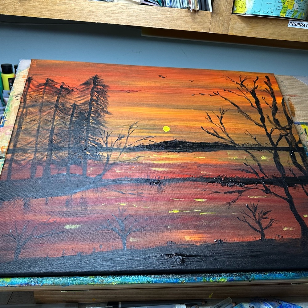 Vibrant Sunset Forest Canvas Art